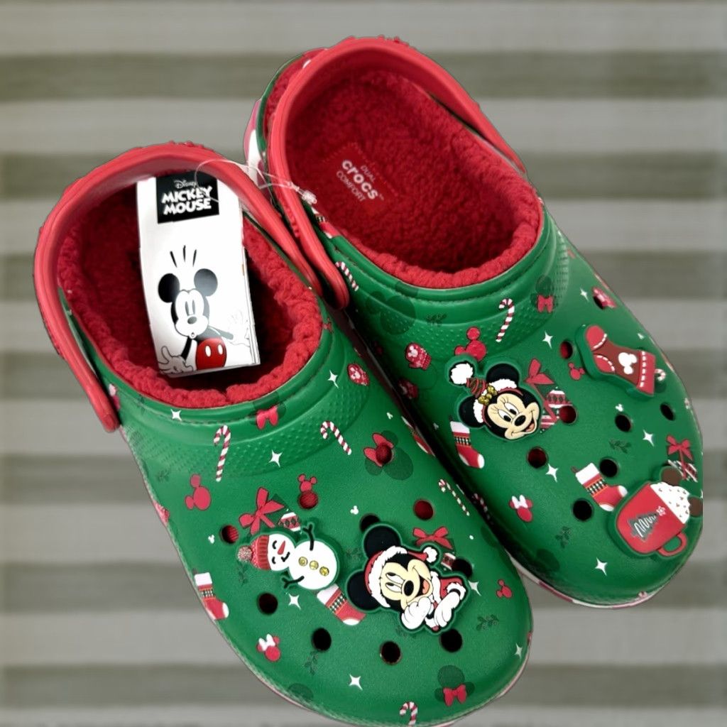 VINTAGE Crocs Mickey Mouse Christmas Holiday Lined Clogs Unisex