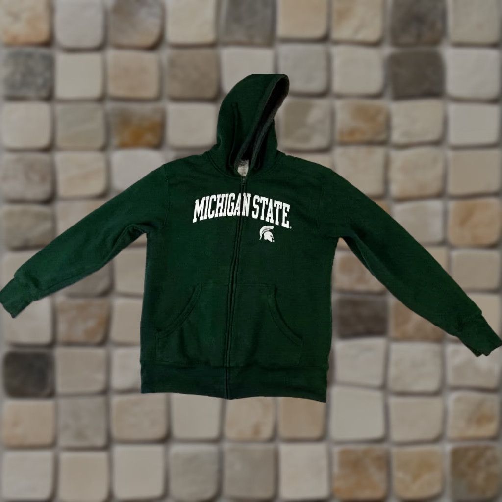 Vintage VINTAGE Michigan State Spartans Zip-Up Insulated Hooded Jacket M Pro Edge Green Basketball Hoodie Mens Womens Unisex Adults Jacket Size US M / EU 48-50 / 2 - 1 Thumbnail