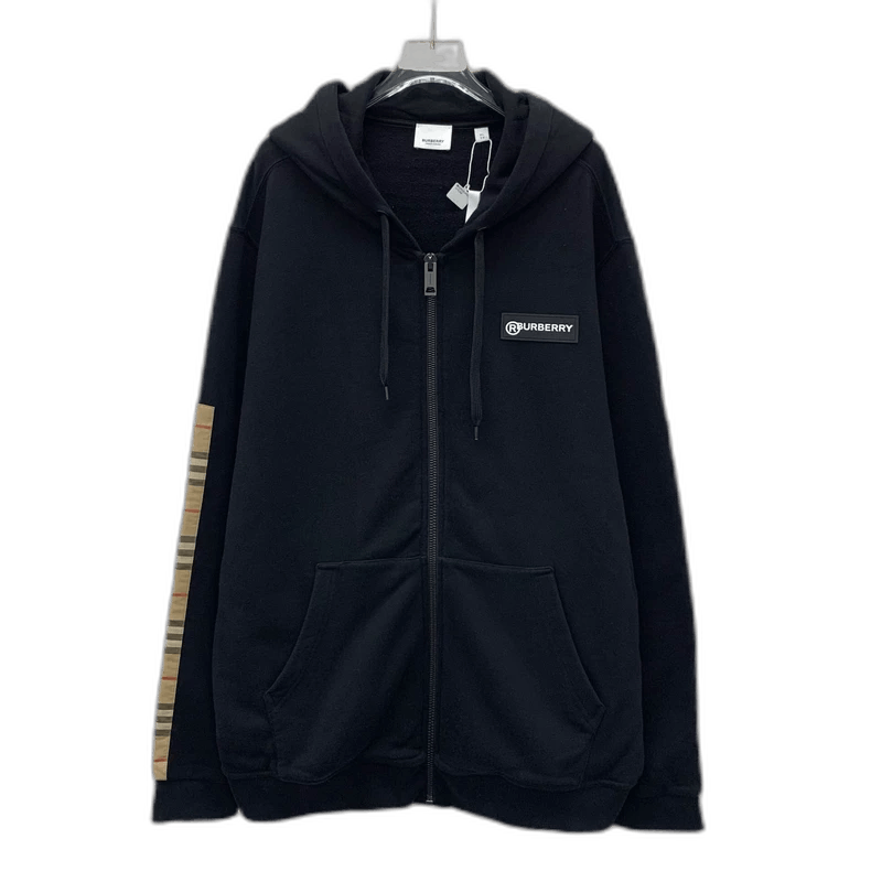 Burberry Burberry Black Zip-Up Hoodie with Logo | Grailed