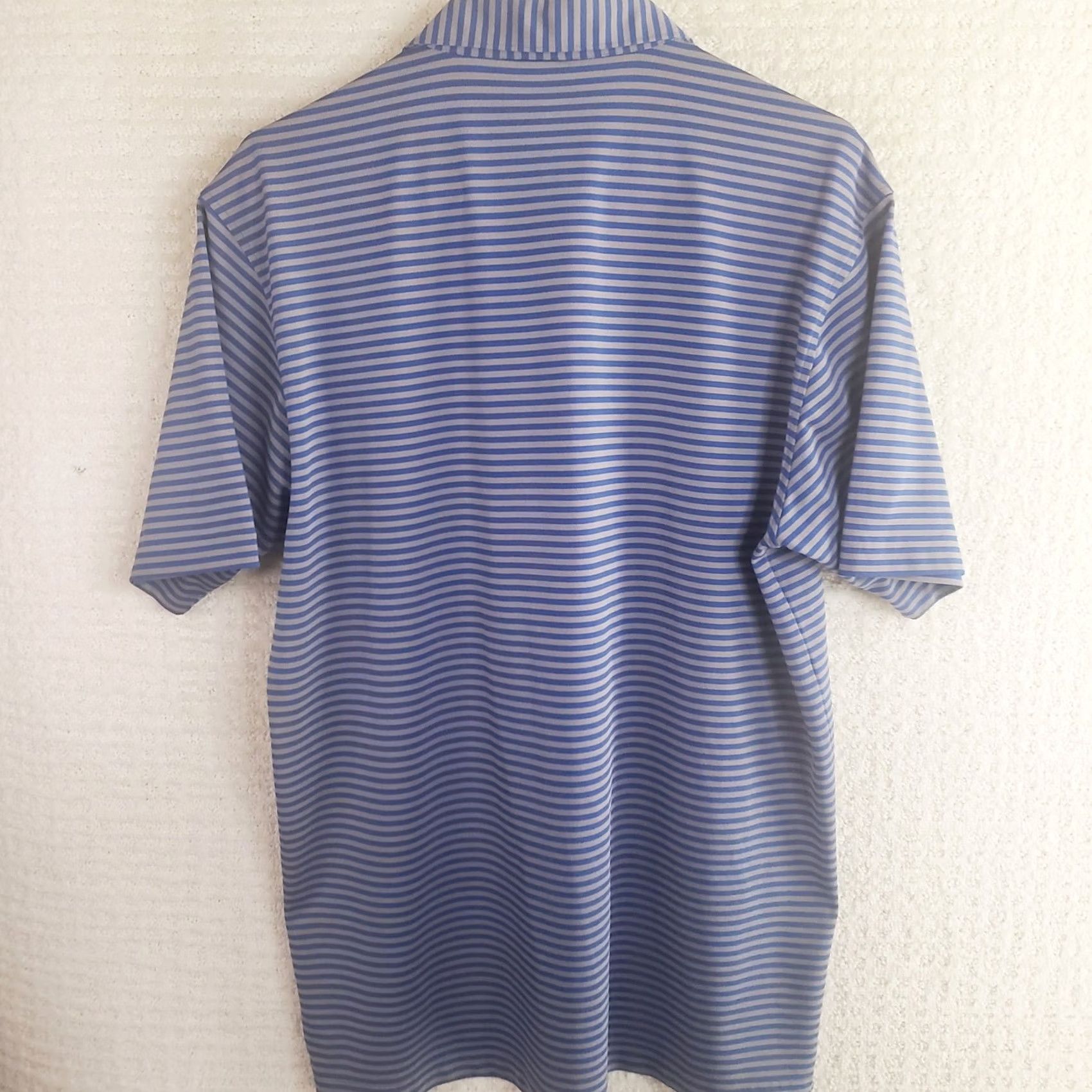 Vintage Turtleson Golf Polo Men’s L Blue Gray Striped Short Sleeve Stretch Pique Fabric Polo Shirt Size US L / EU 52-54 / 3 - 7 Thumbnail