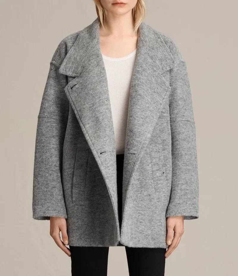 Allsaints Allsaints Meade Ricci Oversized Wool Blend Coat Women’s Gray Size M / US 6-8 / IT 42-44 - 2 Thumbnail