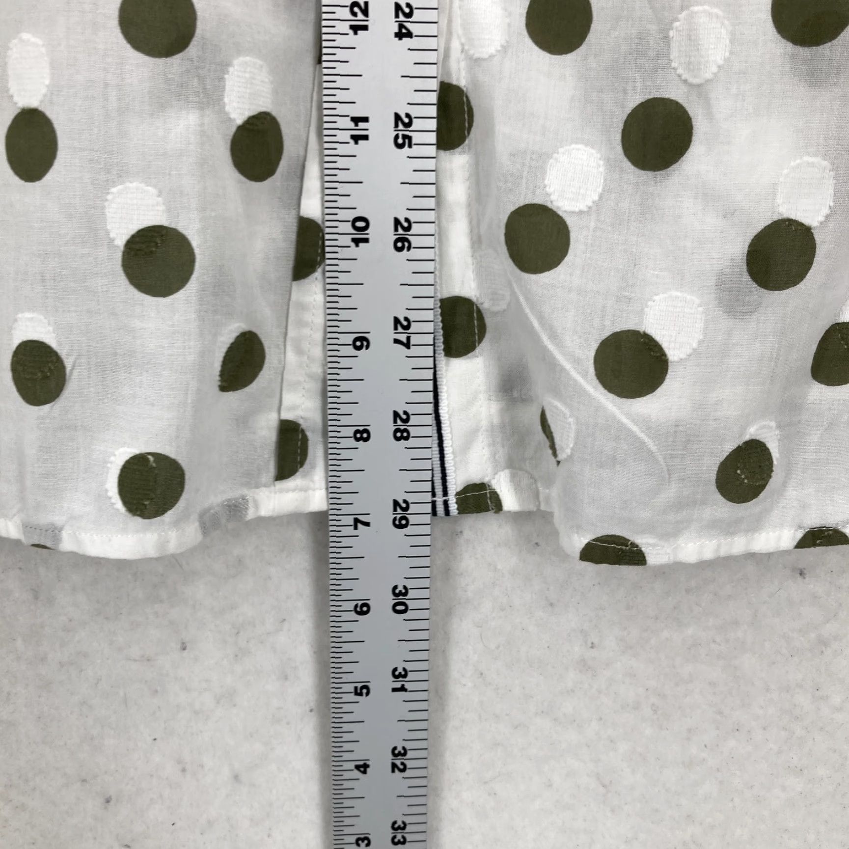 Talbots Talbots Shirt Womens 1X White Olive Green Polka Dot Button Front Summer Casual Shirt Size XL / US 12-14 / IT 48-50 - 6 Thumbnail