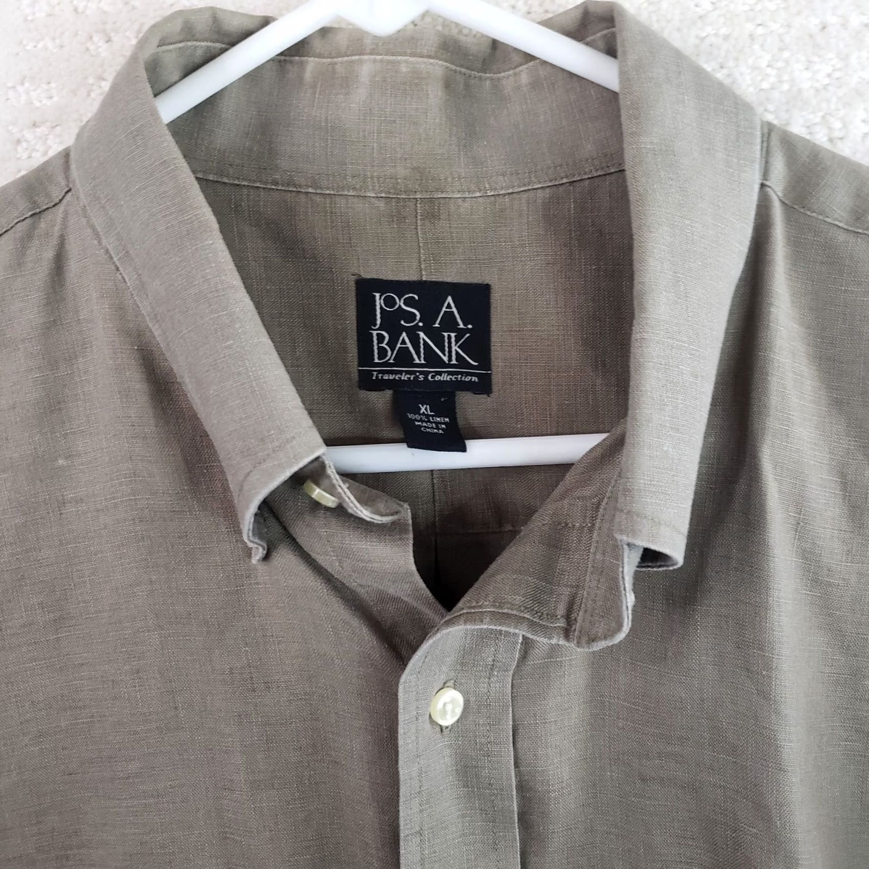 Jos. A. Bank Jos A Bank Reserve Shirt Men's XL Khaki 100% Linen Casual Long Sleeve Button Size US XL / EU 56 / 4 - 4 Thumbnail
