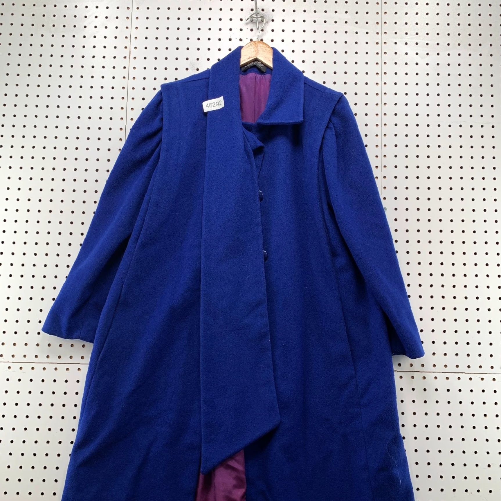 Vintage VINTAGE Anna Sachs Wool Overcoat Blue Attached Scarf USA Women XL Long Coat Size XL / US 12-14 / IT 48-50 - 6 Thumbnail