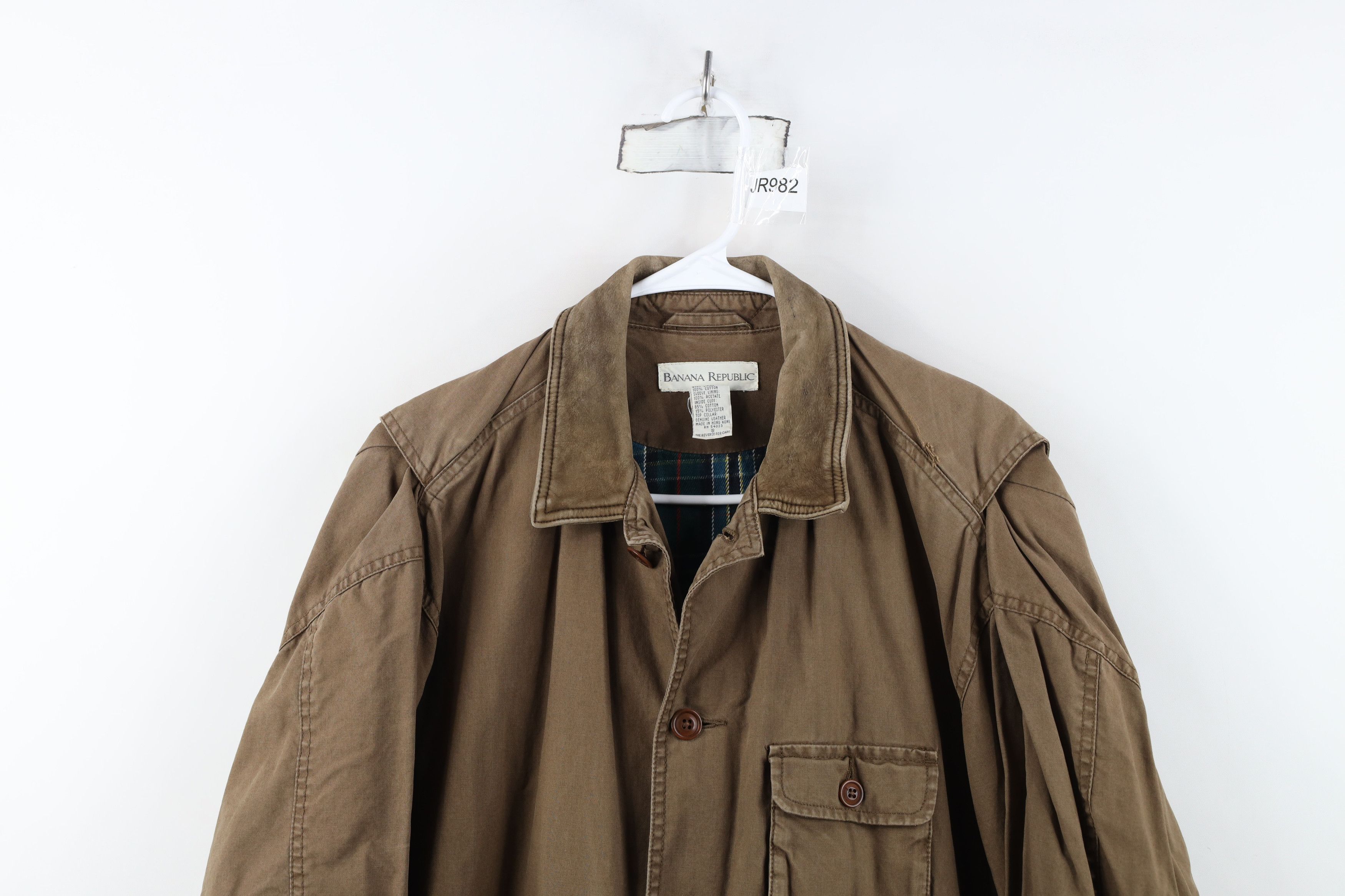 Banana Republic Vintage 90s Banana Republic Leather Collar Chore Jacket Size US S / EU 44-46 / 1 - 2 Thumbnail