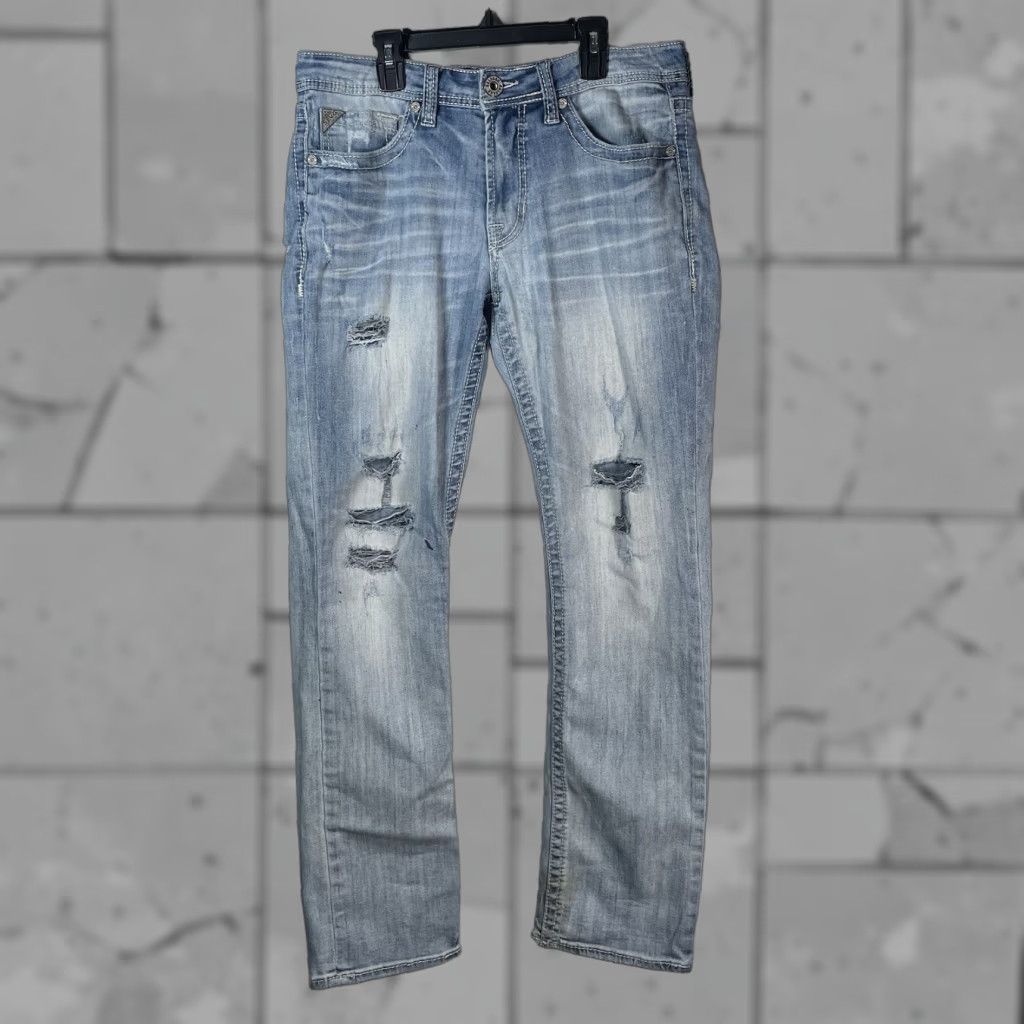 Vintage VINTAGE Salvage Mayhem Straight Regular Fit Ripped Denim Jeans Mens 32x32 Blue Jeans Size US 32 / EU 48 - 1 Thumbnail