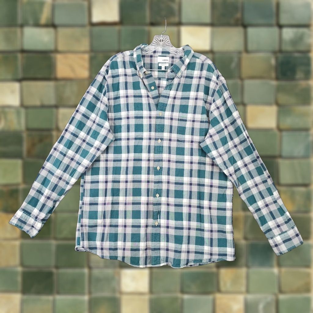 Vintage Sonoma Mens Modern Fit Plaid Button Up Long Sleeve Green Gray XL Size US XL / EU 56 / 4 - 1 Thumbnail