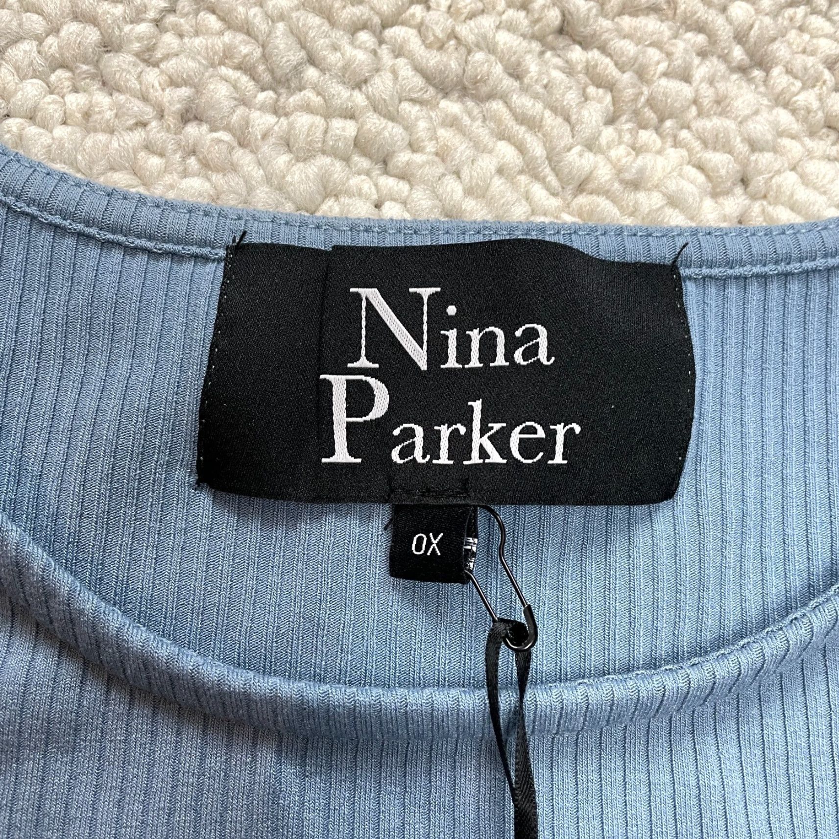 Vintage Nina Parker Shirt Womens 0X Blue Cropped Short Sleeve Ribbed Soft New NWT T-Shirt Casual Womens 0X Blue Cropped Short Sleeve Size XL / US 12-14 / IT 48-50 - 3 Thumbnail