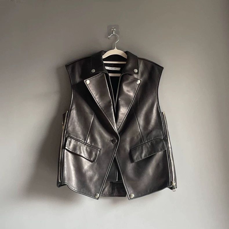 Givenchy Givenchy Sise36 Real Leather Black Biker Vest Size 36 Size US M / EU 48-50 / 2 - 1 Thumbnail