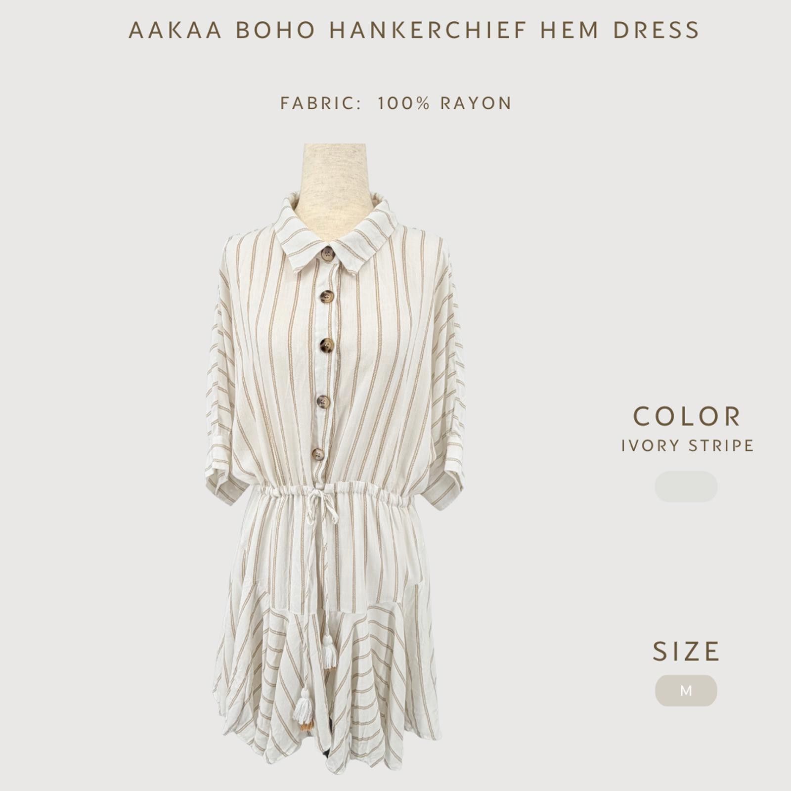 Kai Aakmann AAKAA Dress Boho Handkerchief Hem Ivory Stripe M Size M / US 6-8 / IT 42-44 - 2 Thumbnail