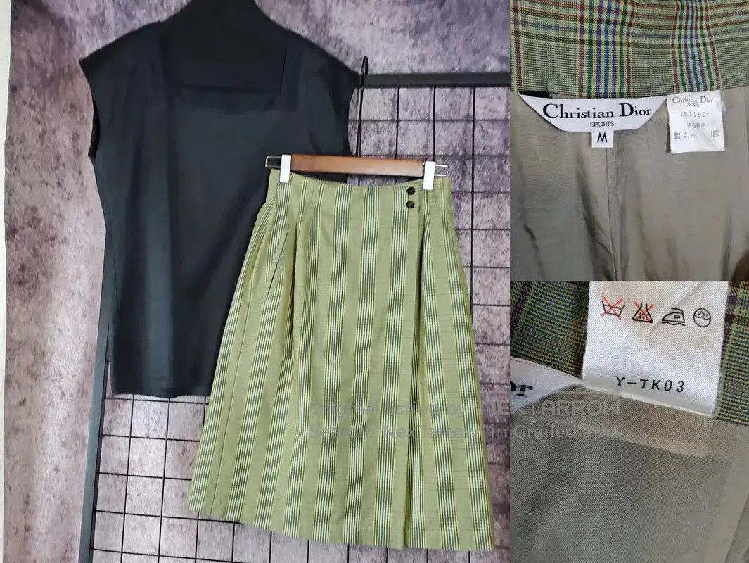 Dior Dior Green Silk Blend Plaid Skirt for Summer . Size 23" - 1 Thumbnail