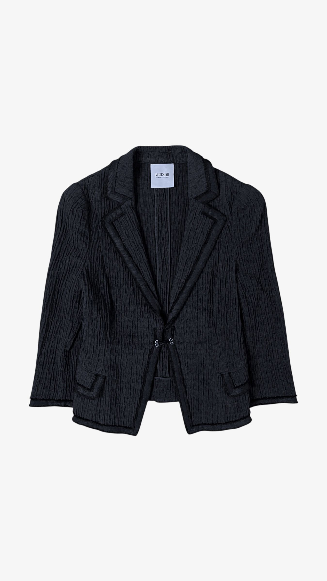 Moschino Vintage Y2K Women's Moschino Black Ribbed Blazer Size S / US 4 / IT 40 - 1 Thumbnail