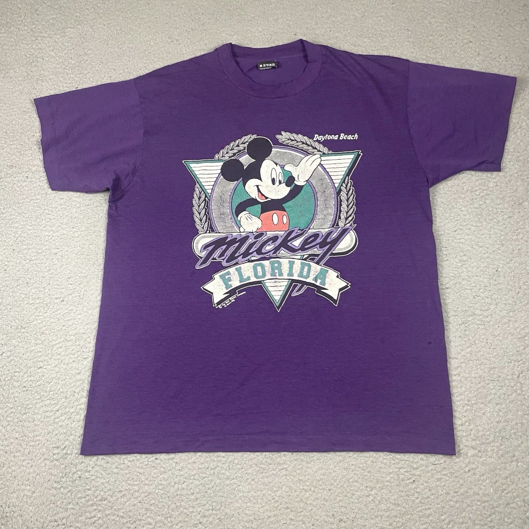 Fruit Of The Loom VINTAGE Disney T Shirt Mens XL Purple Mickey Mouse 90s Florida USA Daytona Grunge Retro Halloween Theme Disney, Mickey & Friends Logo Size US XL / EU 56 / 4 - 2 Thumbnail