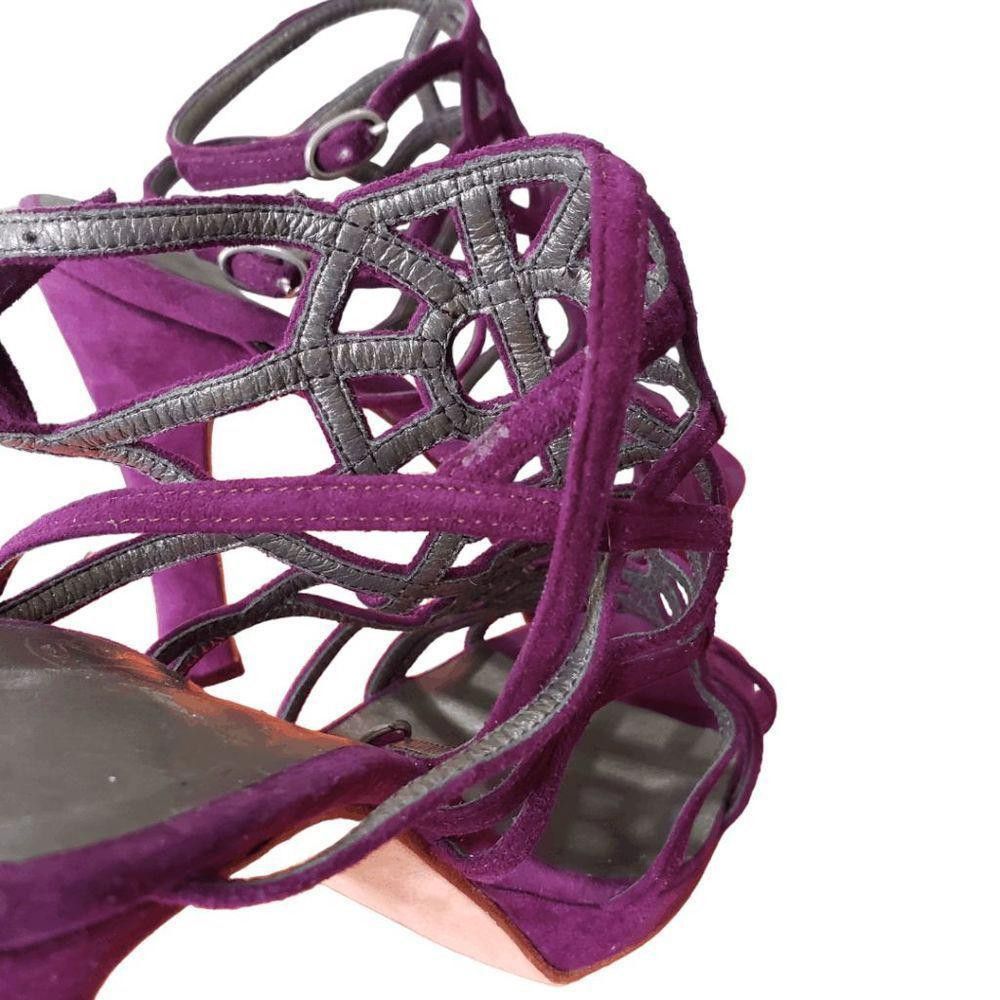 Designer CT1599b Ladies Purple Strappy Sandals Size 7 High Heels Size US 7 / IT 37 - 3 Thumbnail