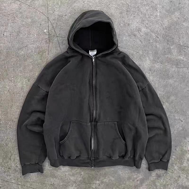 Japanese Brand × Vintage Black Loose Zip Cardigan Sweatshirt Jacket Size US M / EU 48-50 / 2 - 2 Thumbnail