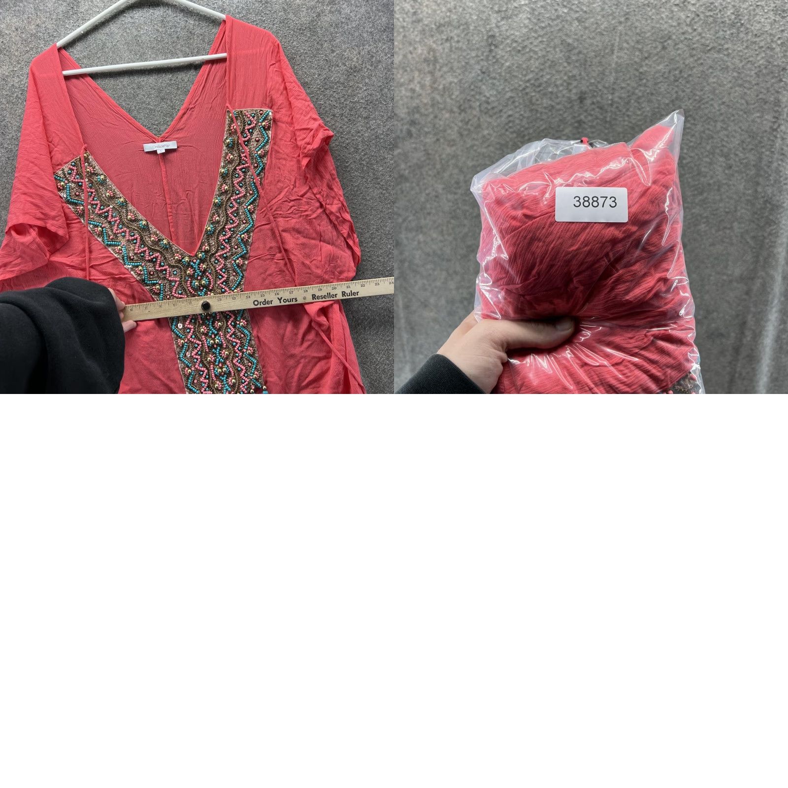 Vintage VINTAGE OndadeMar Cover Up Women Large Pink Beaded Embroidered Tassel Beach Kaftan 255 Size ONE SIZE - 9 Thumbnail