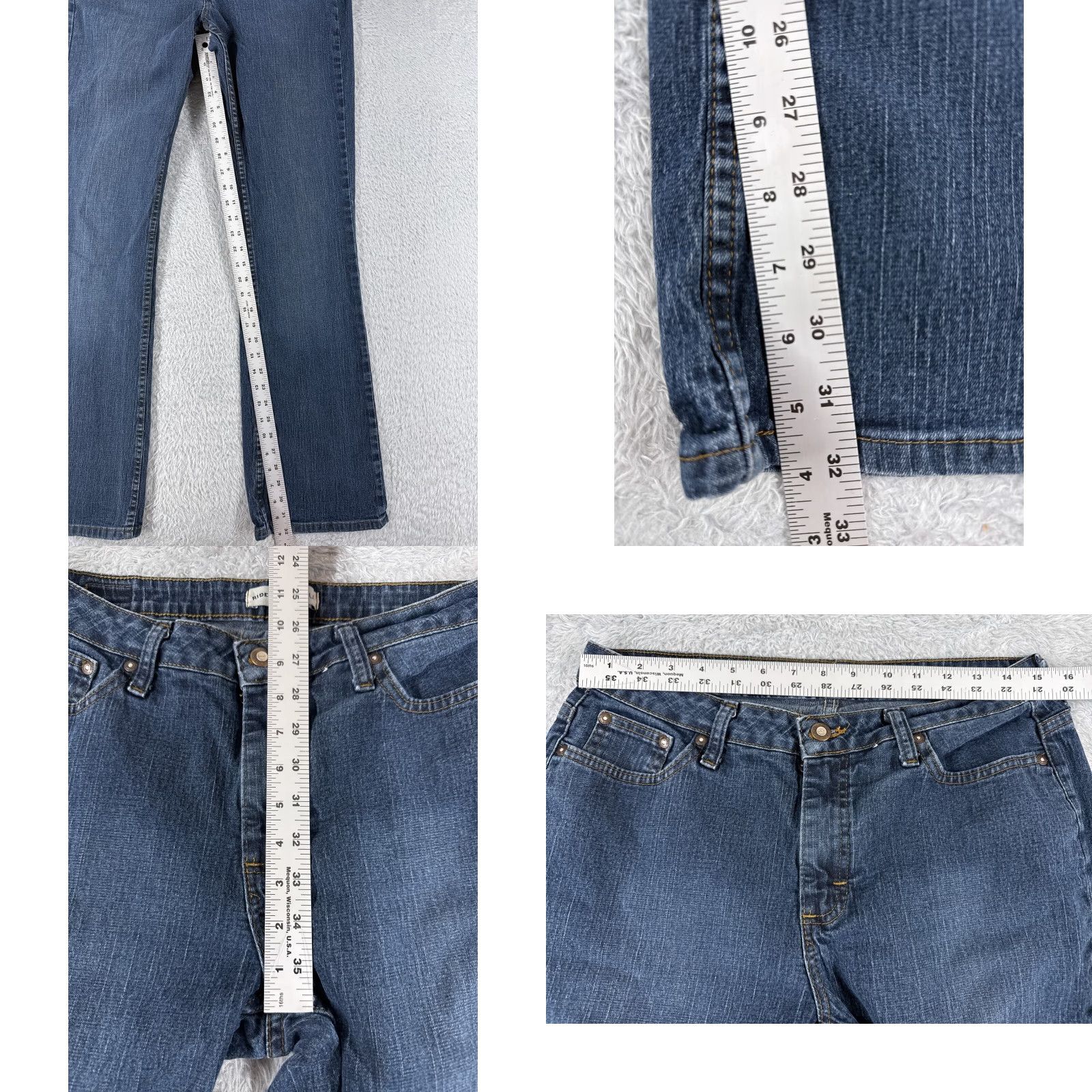 Lee Lee Jeans Womens 10 Blue Denim Bootcut Western Mid Rise 29x32 Pants Regular 5-Pocket Zipper Distressed Cotton Blend Cowboy Southwestern American Lee Size 32" / US 10 / IT 46 - 8 Thumbnail