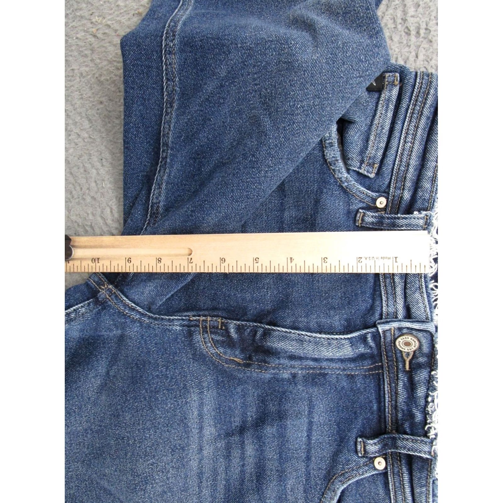 Vintage Kancan Maurices Cropped Ankle Blue Stretch Denim Jeans Size 29 Frayed Distress Womens XS-29? Size 29" - 7 Thumbnail