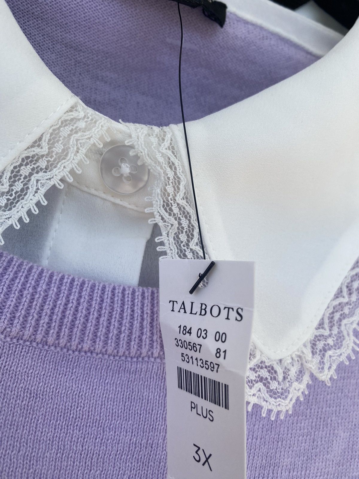 Talbots Sweater NWT Women 3XL Purple Attached Shirt Silk