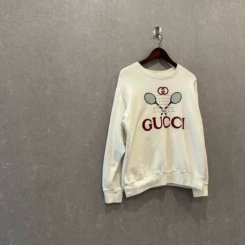 Gucci Gucci Tennis racket printed round-neck pullover long-sleeve Size US S / EU 44-46 / 1 - 3 Thumbnail