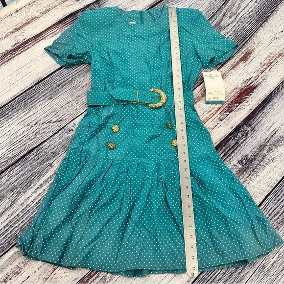 Vintage Vintage 90’s Teal Polka Dot Belted Dress “Blondie and Me” NW Size M / US 6-8 / IT 42-44 - 10 Thumbnail