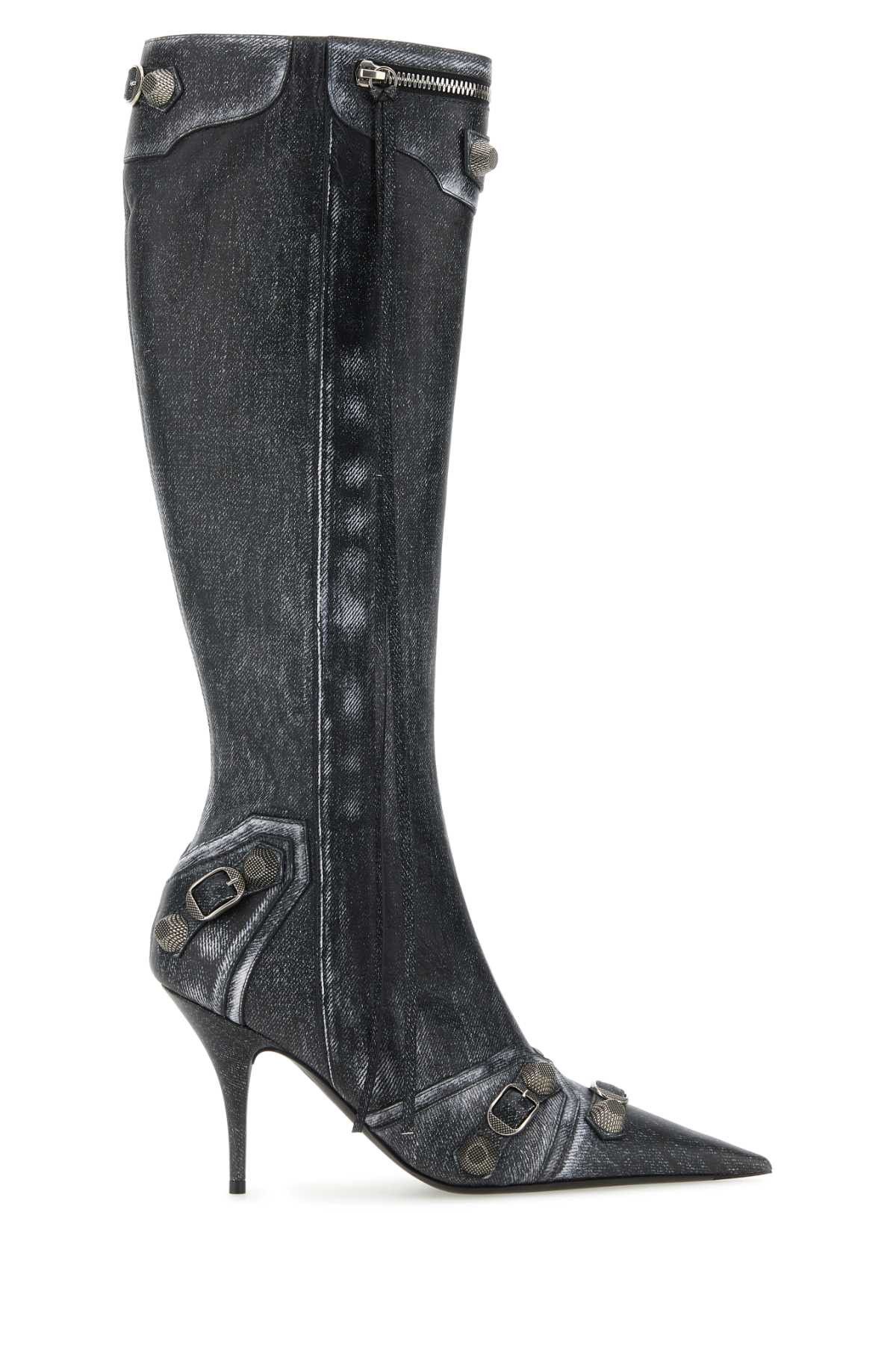 image of Balenciaga Printed Nappa Leather Cagole Boots, Women's (Size 7)