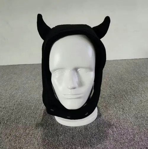 Other Devil Horns Fuzzy Ears Fleece Hat Black Color Size ONE SIZE - 3 Thumbnail