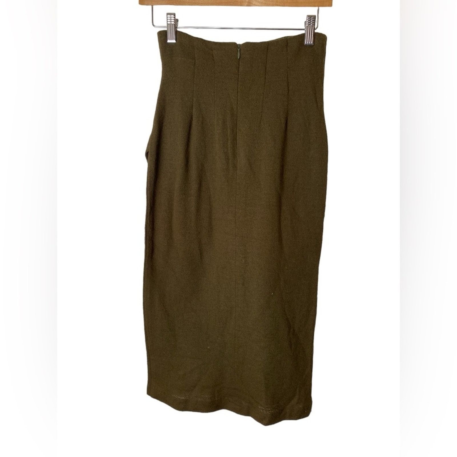Vintage David Dart for One Force Wool MIDI Faux Wrap Brown Skirt 4 Size 27" / US 4 / IT 40 - 2 Thumbnail