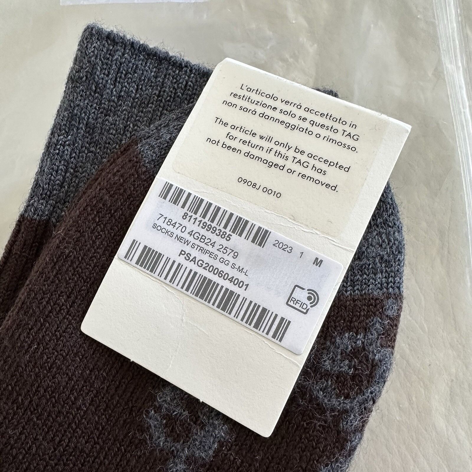 Gucci NEW GUCCI SOCKS BROWN STRIPED GG SIZE M 100% Authentic Size ONE SIZE - 3 Thumbnail