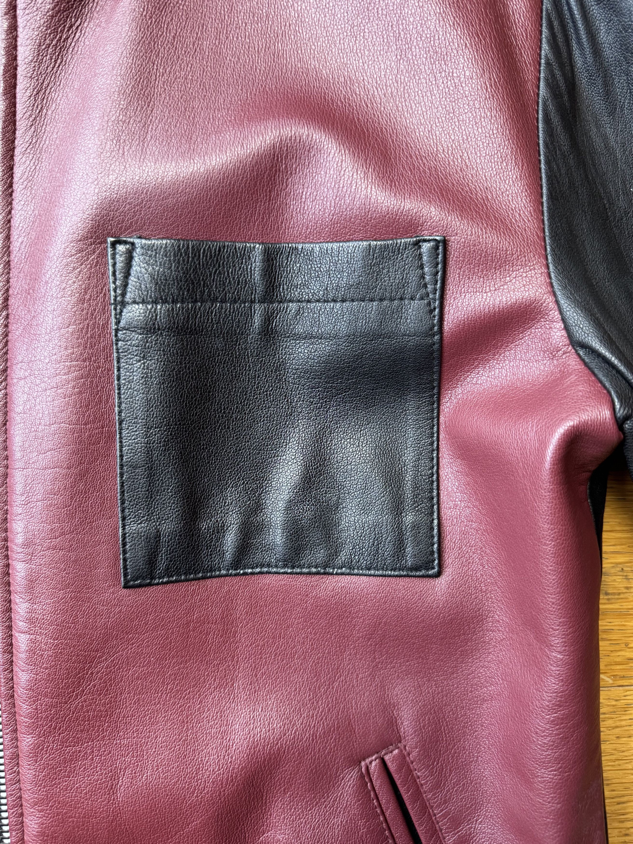 Darren Romanelli DRx Romanelli Leather Varsity Jacket Burgundy/Black (S) Size US S / EU 44-46 / 1 - 5 Thumbnail