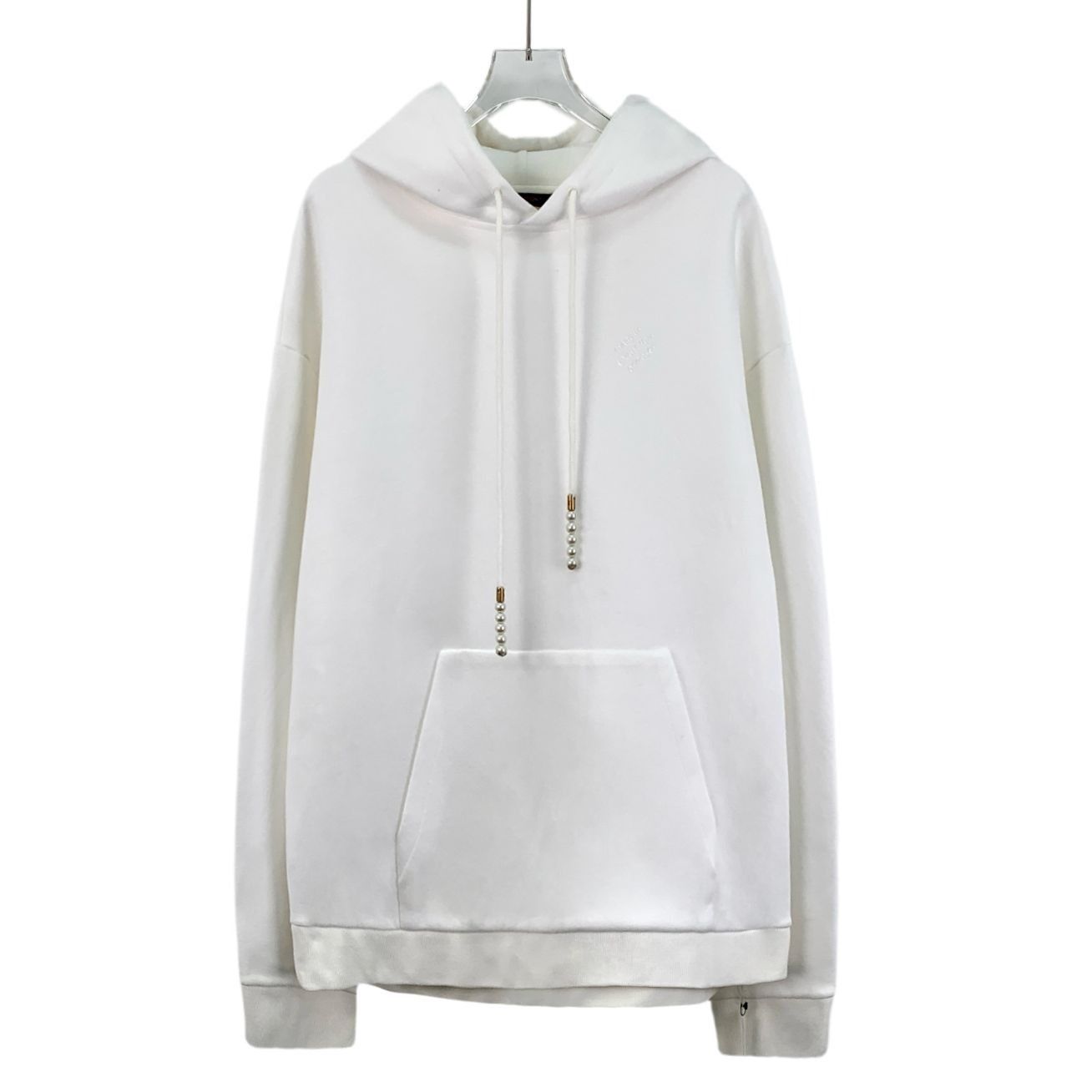 Louis Vuitton Louis Vuitton White Cotton Hooded Sweatshirt W/ Pearl Drawst Size US XXL / EU 58 / 5 - 1 Thumbnail