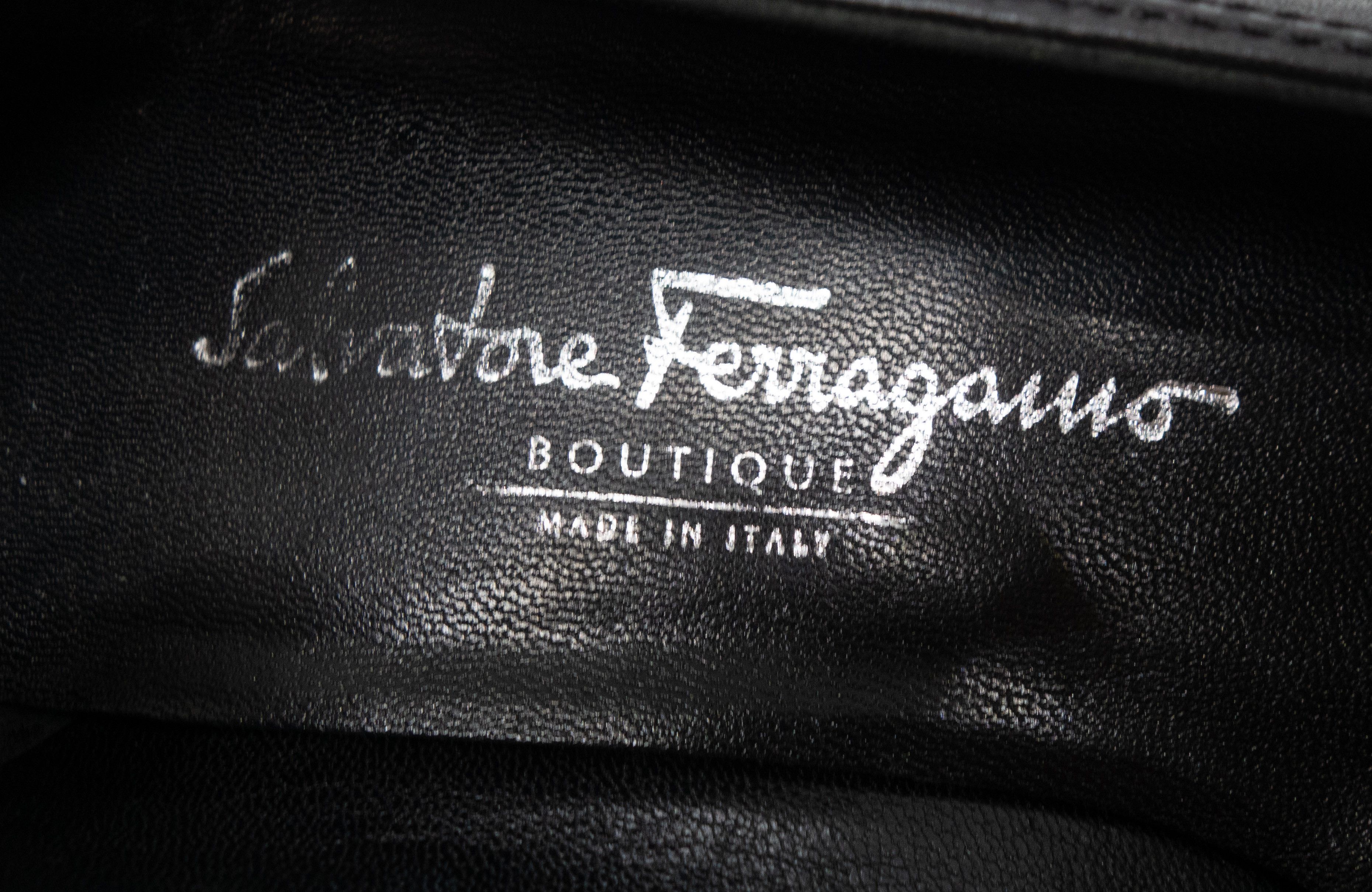 Salvatore Ferragamo Boutique Leather Low Wedge Heel Pumps with Elastic Panel Toe Size US 7 / IT 37 - 8 Thumbnail