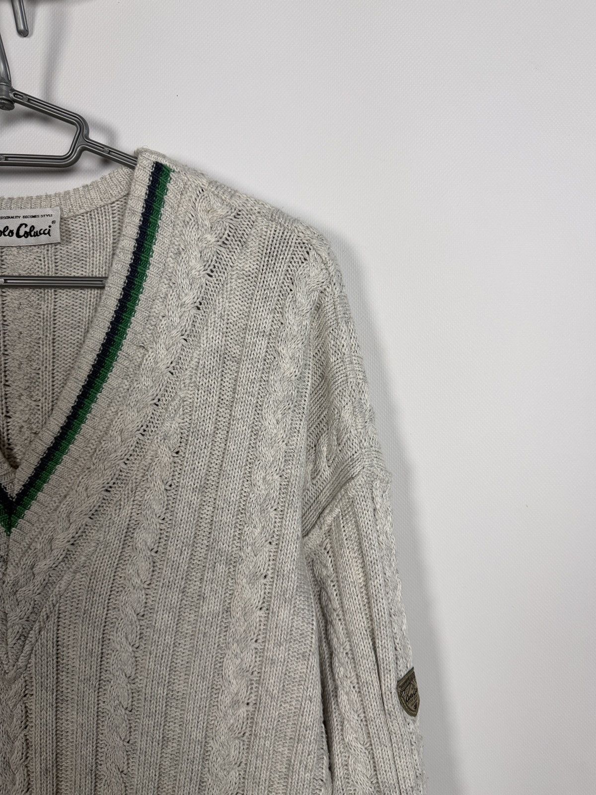 Carlo Colucci Carlo Colucci V-Neck Cable Knit Wool Sweater Vintage Size 50 Size US L / EU 52-54 / 3 - 2 Thumbnail