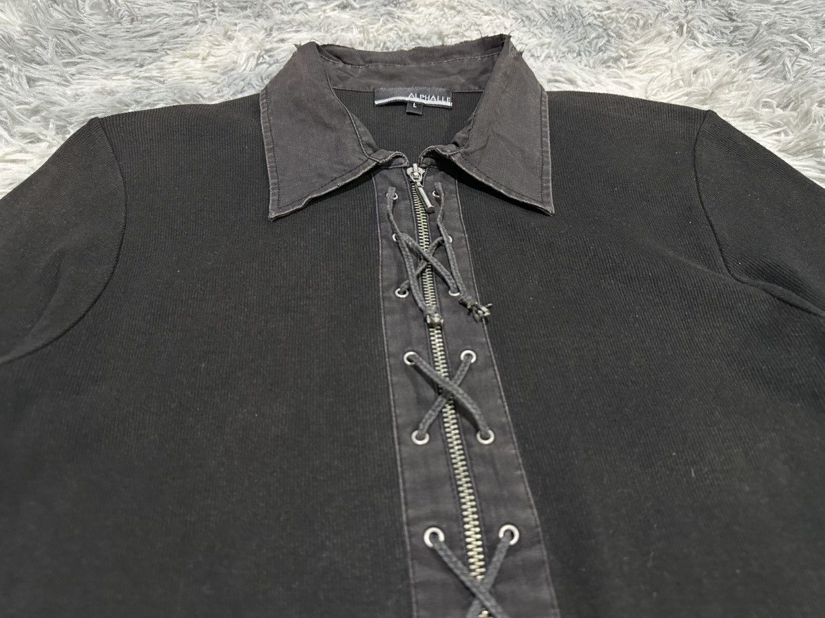 If Six Was Nine 🔥Sick Y2K Japanese Alphalle Laces Up Zip Ribbed Polo Shirt Size US M / EU 48-50 / 2 - 1 Thumbnail