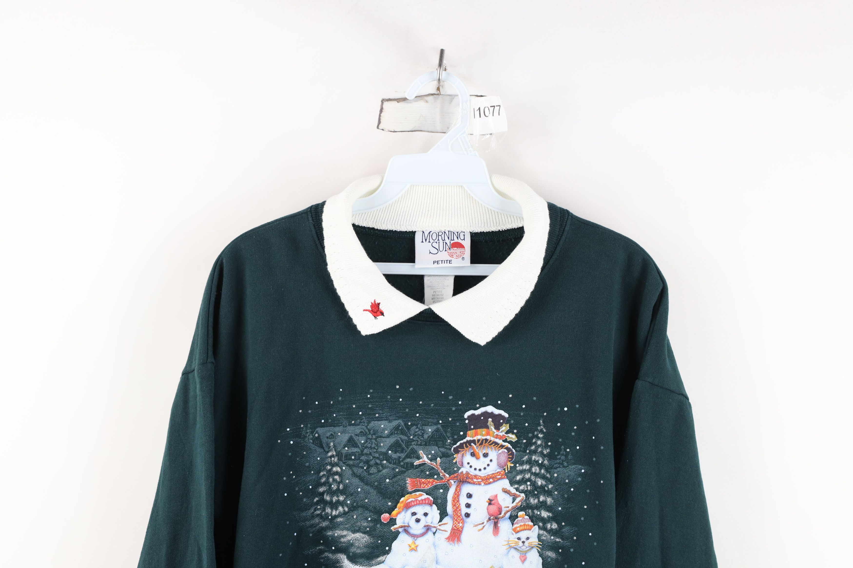 Vintage Vintage 90s Streetwear Christmas Dog Cat Snowman Sweatshirt Size M / US 6-8 / IT 42-44 - 2 Thumbnail