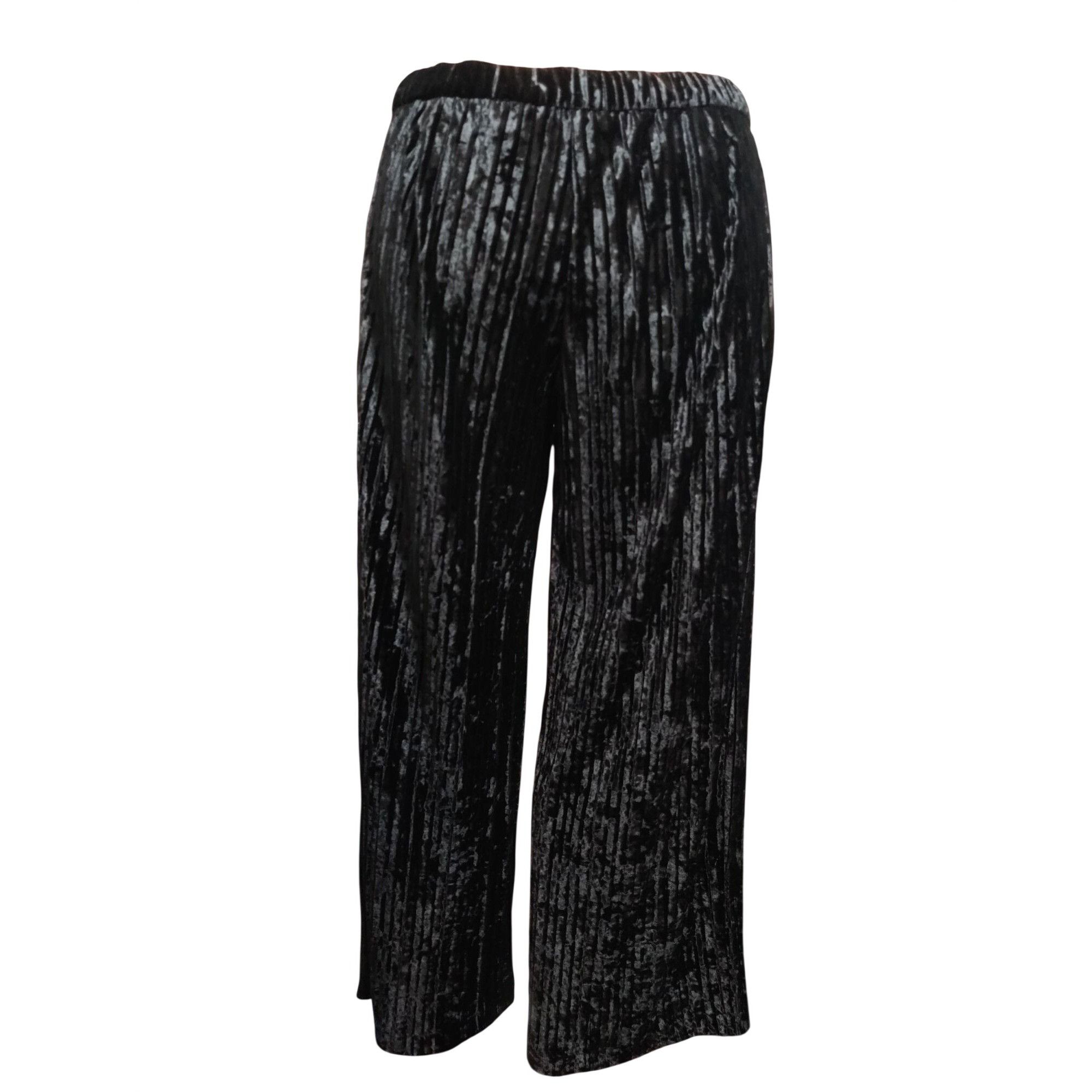 Other H by Halston XLP Petite Womens Pants Black Velour Pleated Wi Size 36" / US 14 / IT 50 - 2 Thumbnail