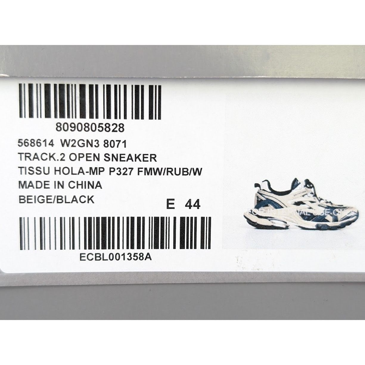 Balenciaga o1rshd1 Rubber Track.2 Open Low-Top Sneakers in Beige/Black Size US 11 / EU 44 - 24 Thumbnail