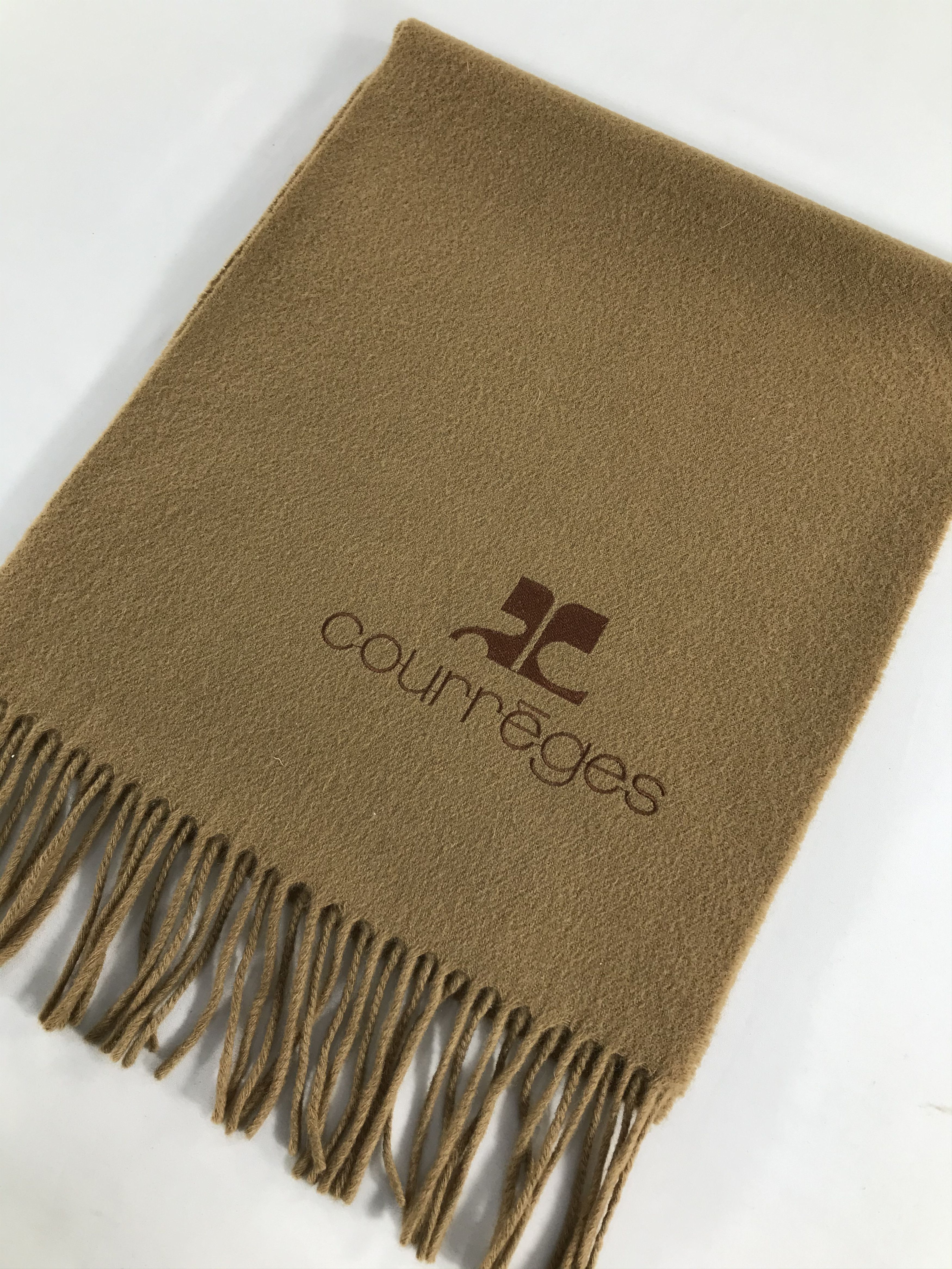 Courreges Courreges Tan Wool Scarf Muffler V533 Size ONE SIZE - 3 Thumbnail