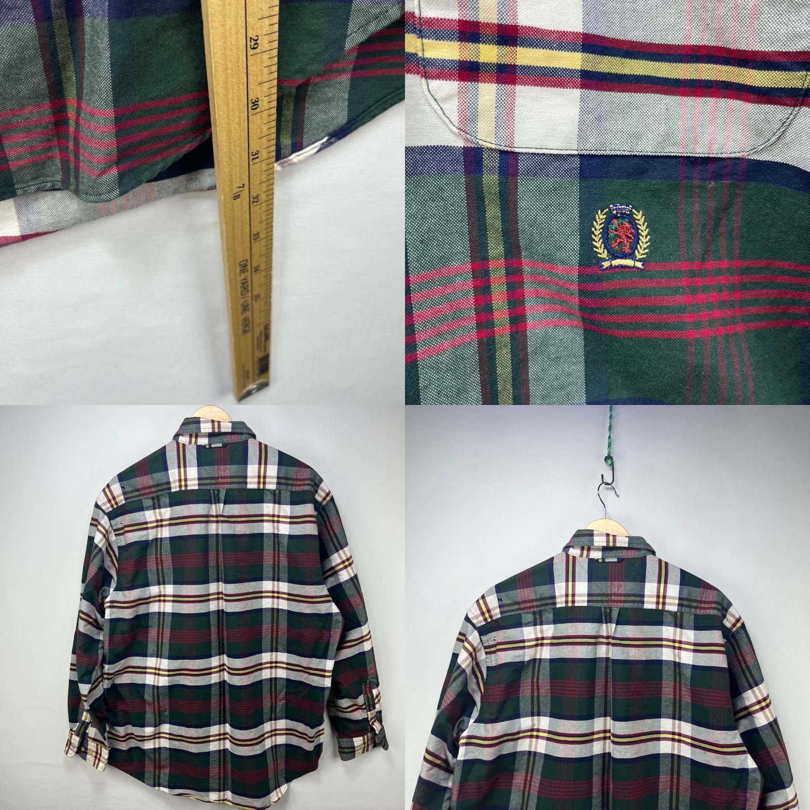 Tommy Hilfiger VINTAGE Tommy Hilfiger Button-Up Long Sleeve Plaid Shirt L Green Mens 90s Size US L / EU 52-54 / 3 - 8 Thumbnail