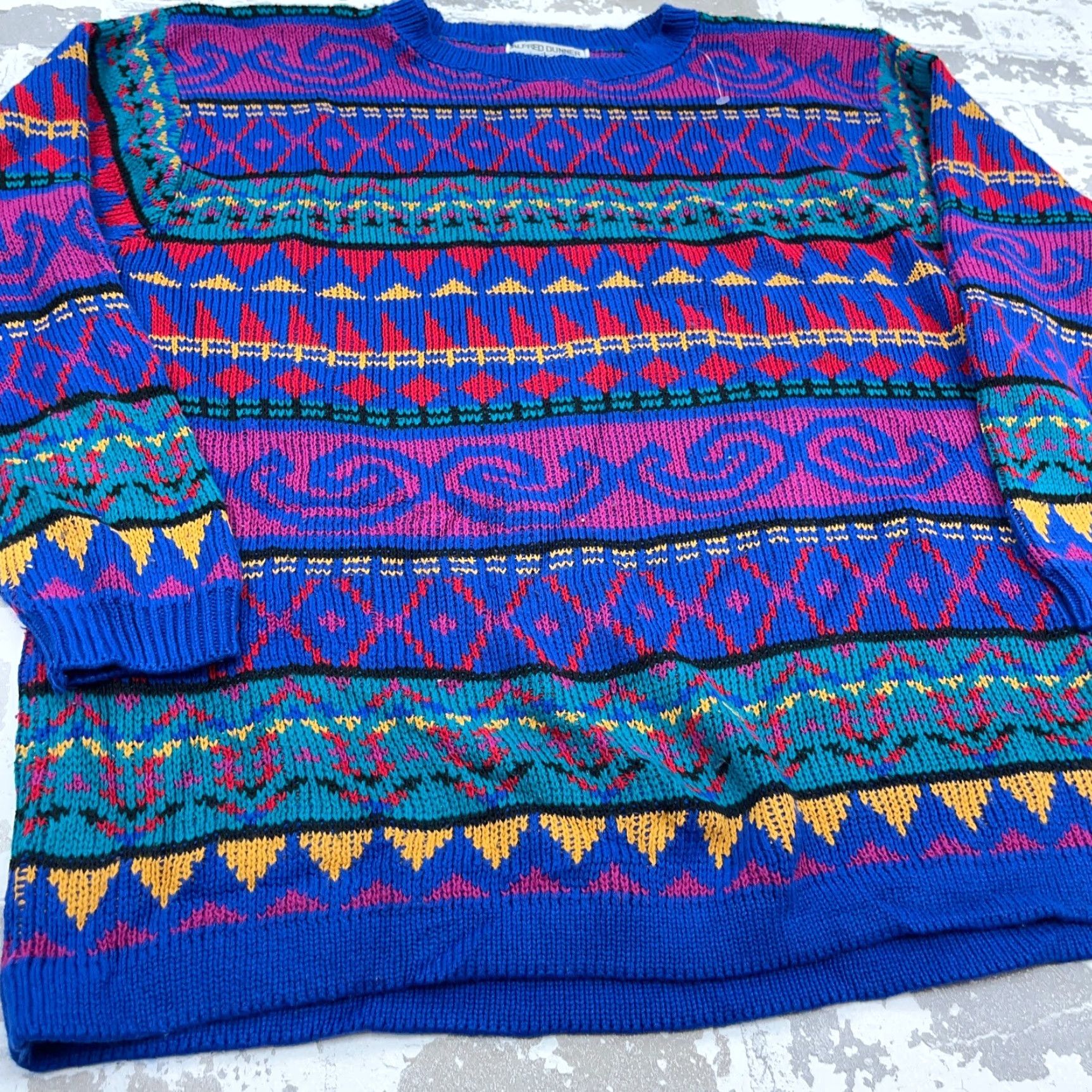 Vintage VINTAGE Alfred Dunner Sweater Women L Blue Geometric Fair Isle Nordic 90s Pullover Crew Neck Size L / US 10 / IT 46 - 3 Thumbnail