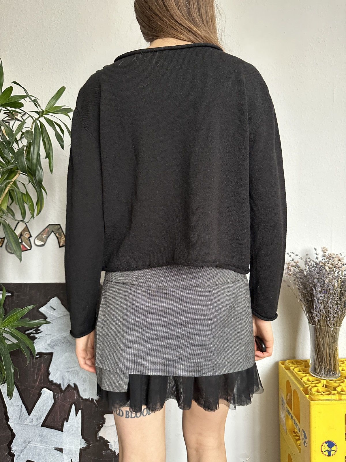Designer Unique Designer Wool Blend Fringe Knit Crop Pullover Size L / US 10 / IT 46 - 7 Thumbnail