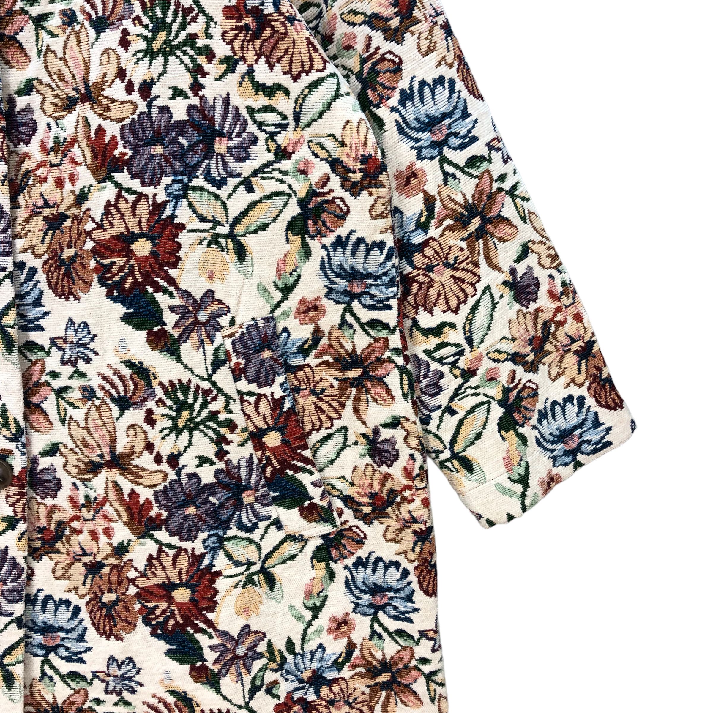 Japanese Brand LE CIEL A TEMPS DOUX FLORAL GRAPHIC LONG COAT #7362-134 Size M / US 6-8 / IT 42-44 - 5 Thumbnail