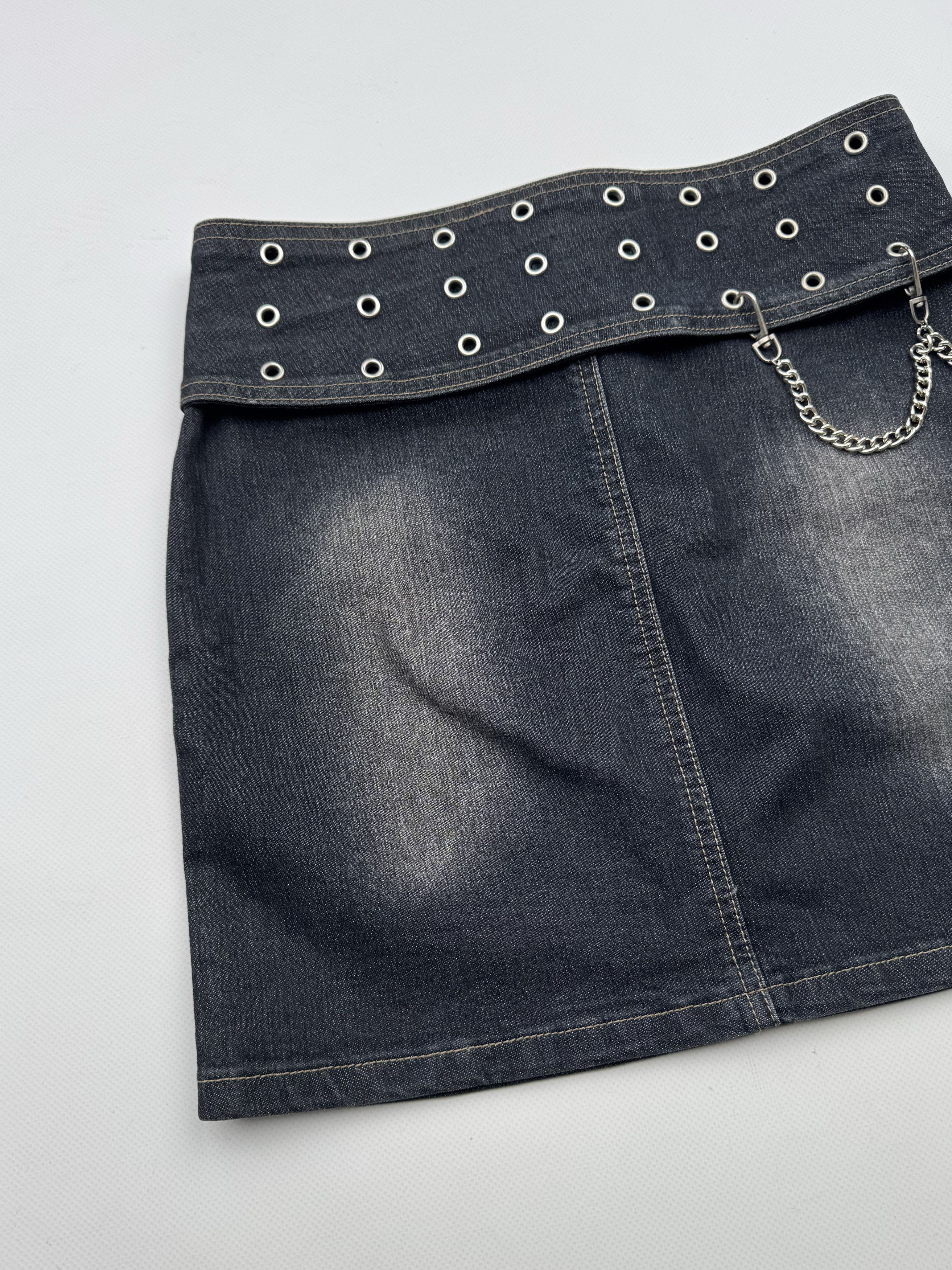 Vintage 90's Mini Skirt With Wide Belt B32(V499)E2 Size 26" / US 2 / IT 38 - 7 Thumbnail