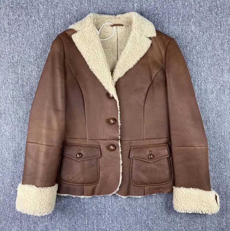 Max Mara MaxMara Brown Shearling Women's Jacket 0089 Size M / US 6-8 / IT 42-44 - 1 Thumbnail