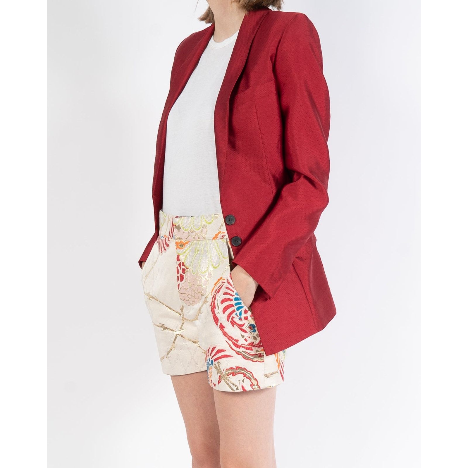 Haider Ackermann SS18 Hourglass Blazer in Red Silk Size S / US 4 / IT 40 - 2 Thumbnail