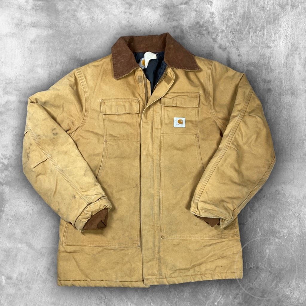 image of Carhartt Vintage Distressed Insulated Full Zip Workwear Canvas Jacket XL in Tan, Men's