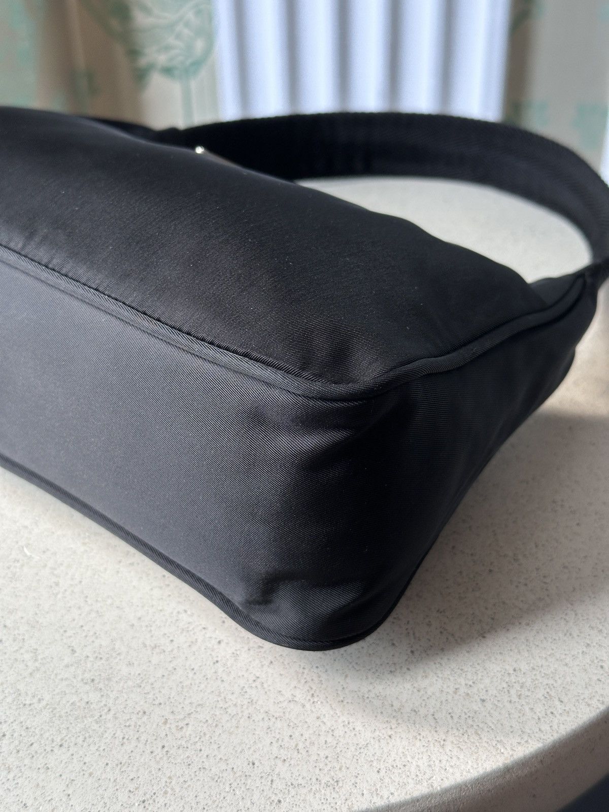 Prada PRADA Nylon Black Triangle Logo Mini Hobo Bag Size ONE SIZE - 10 Thumbnail