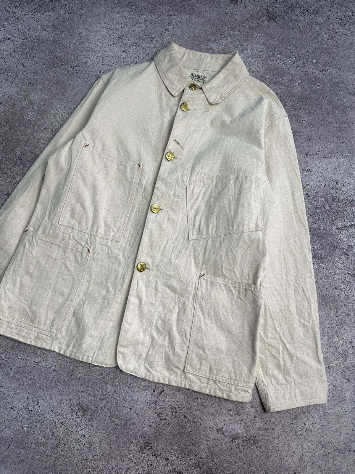 At Last & Co Vintage At Last & Co Japanese Denim Jacket Butcher Ivory Size US M / EU 48-50 / 2 - 6 Thumbnail