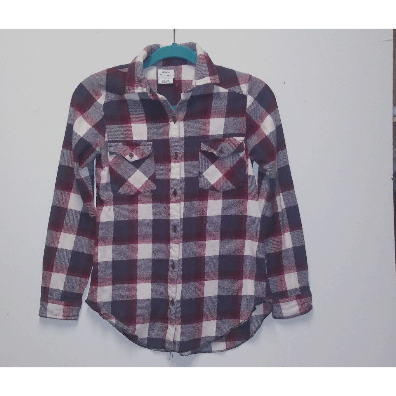 RVCA RVCA Open Front Flannel Shirt Womans Large Green Black Plaid Size XS / US 0-2 / IT 36-38 - 1 Thumbnail