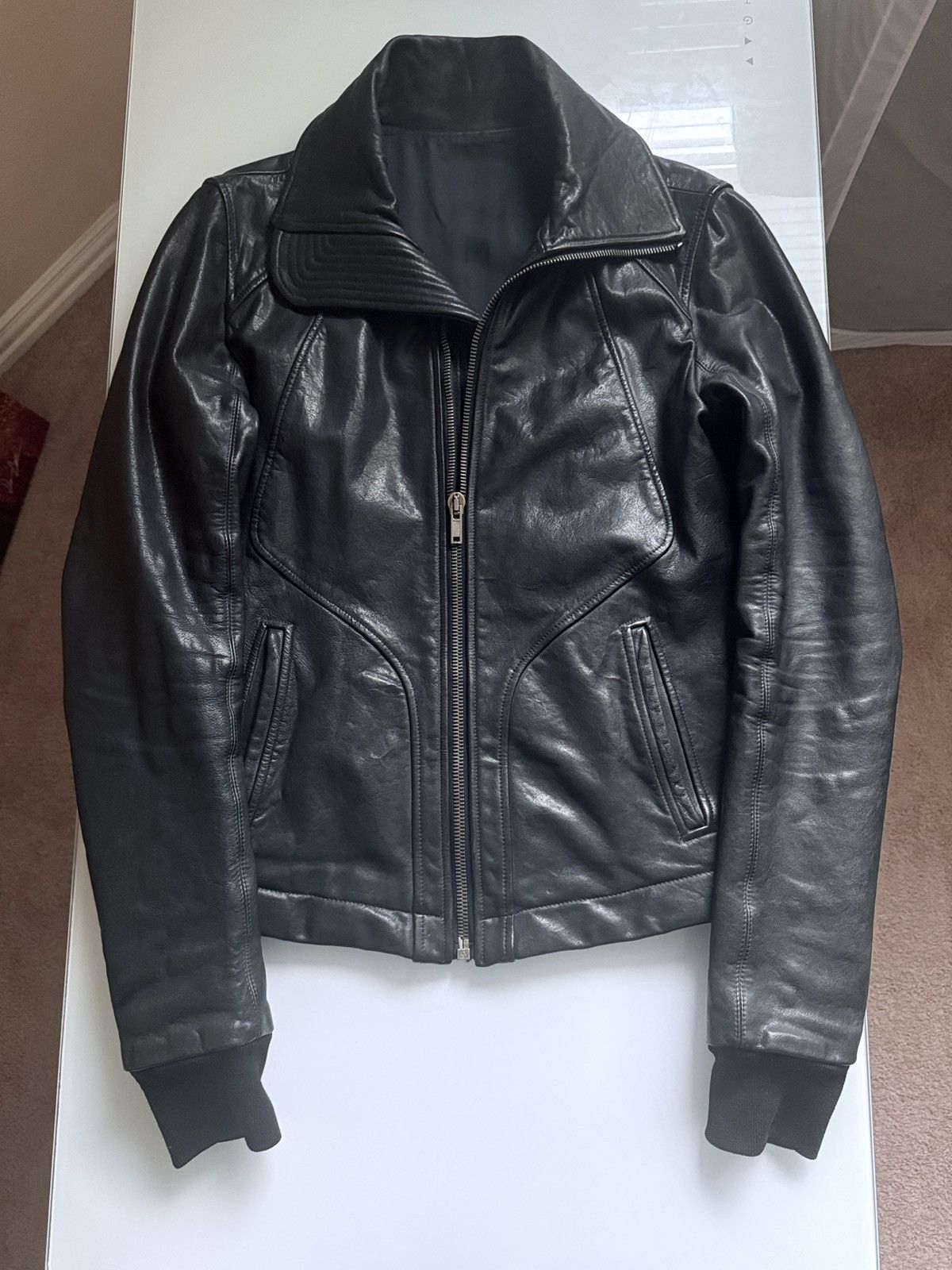 Rick Owens Lamb leather Intarsia jacket 46 | Grailed
